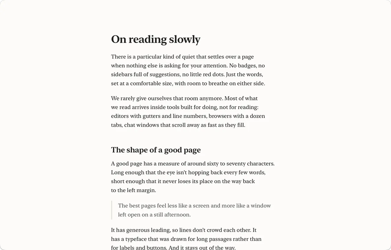Focus Mode: the same essay with the sidebar and toolbar hidden, only the page showing.
